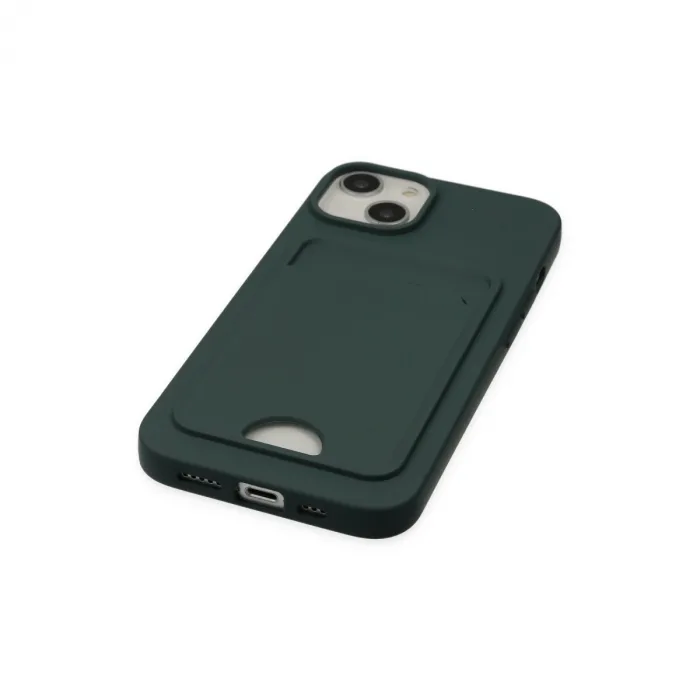İphone 14 Plus Kılıf Kelvin Kartvizitli Silikon - Koyu Yeşil