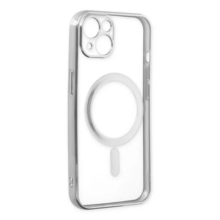 iPhone 14 Plus Kılıf Magneticsafe Lazer Silikon - Gümüş