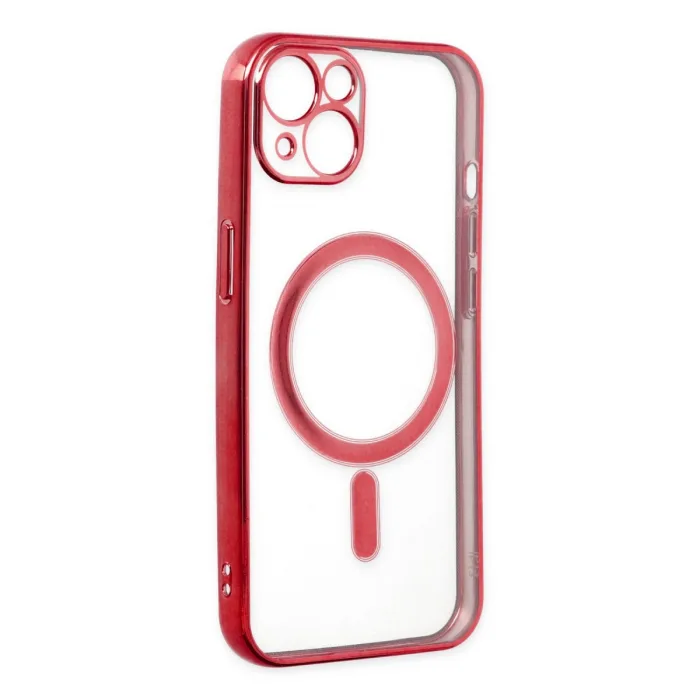 İphone 14 Plus Kılıf Magneticsafe Lazer Silikon - Kırmızı