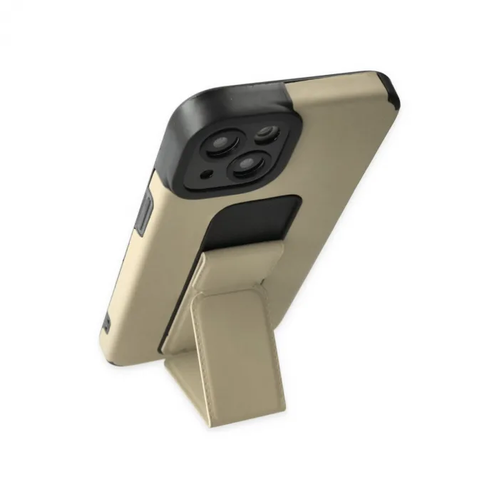 İphone 14 Plus Kılıf Mega Standlı Silikon - Gold