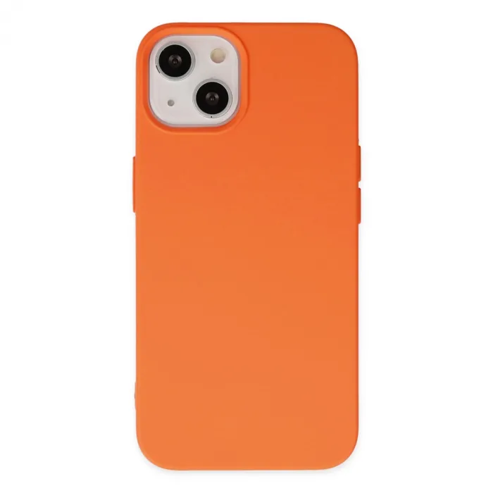 İphone 14 Plus Kılıf Nano İçi Kadife Silikon - Turuncu