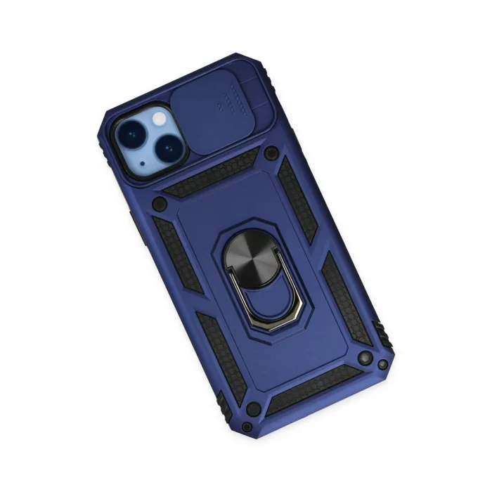 İphone 14 Plus Kılıf Pars Lens Yüzüklü Silikon - Lacivert