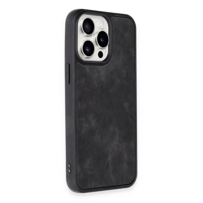 İphone 14 Pro Kılıf Aras Deri Kapak - Siyah