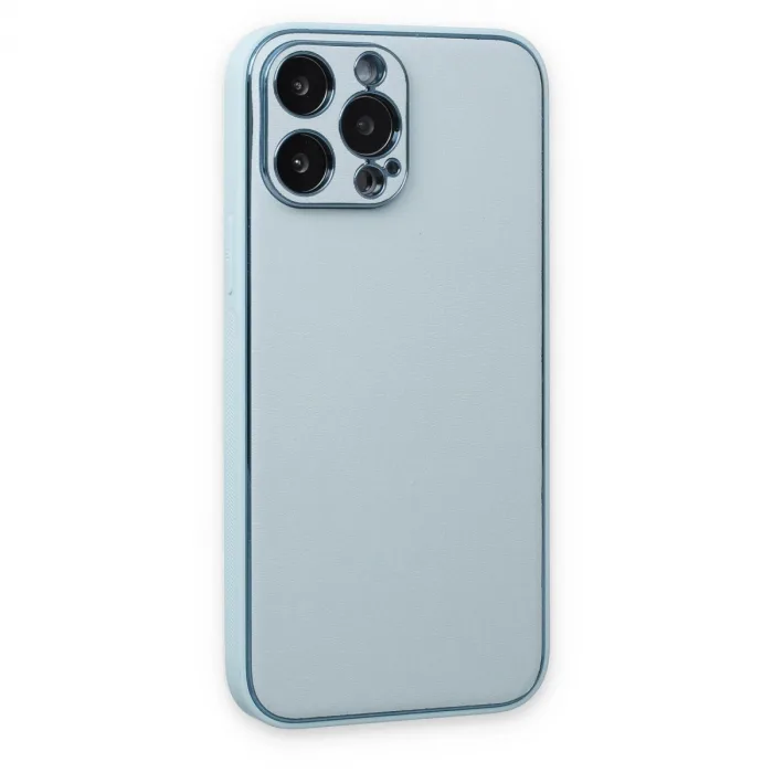 İphone 14 Pro Kılıf Coco Deri Silikon Kapak - Sky Blue