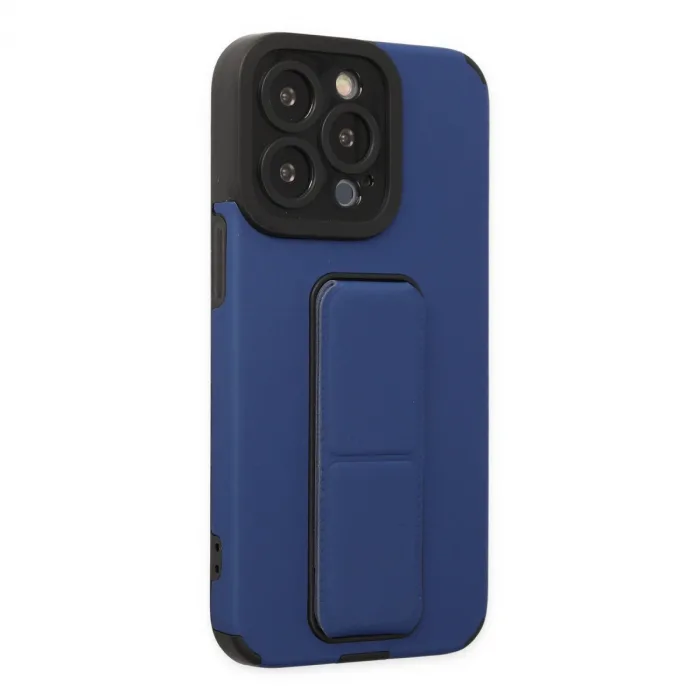 İphone 14 Pro Kılıf Mega Standlı Silikon - Mavi