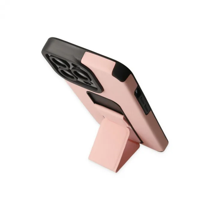 iPhone 14 Pro Kılıf Mega Standlı Silikon - Pudra