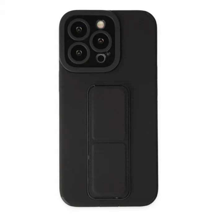 İphone 14 Pro Kılıf Mega Standlı Silikon - Siyah