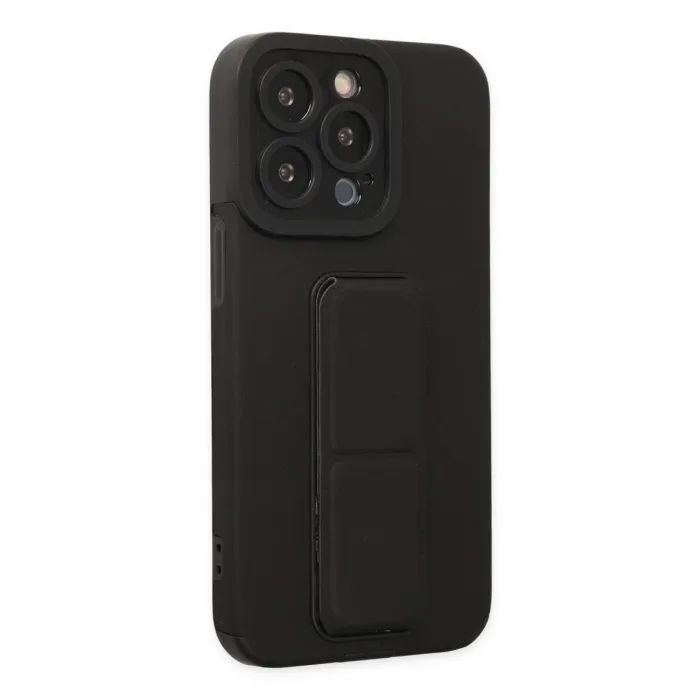 İphone 14 Pro Kılıf Mega Standlı Silikon - Siyah
