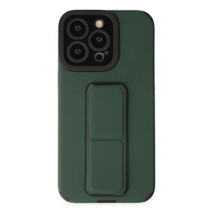 iPhone 14 Pro Kılıf Mega Standlı Silikon - Yeşil