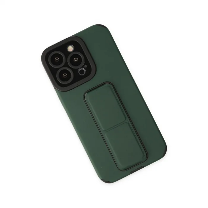 iPhone 14 Pro Kılıf Mega Standlı Silikon - Yeşil