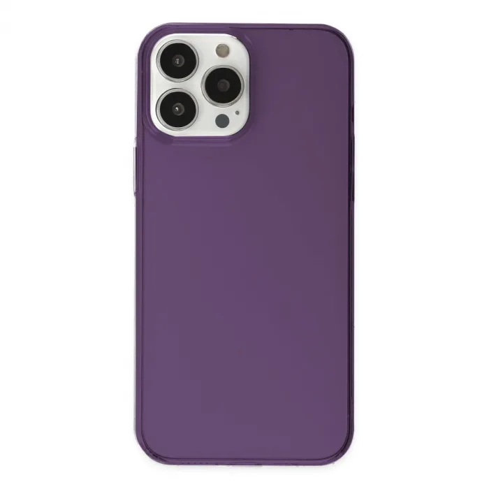 iPhone 14 Pro Kılıf Pc Sert Şeffaf Kapak - Mor