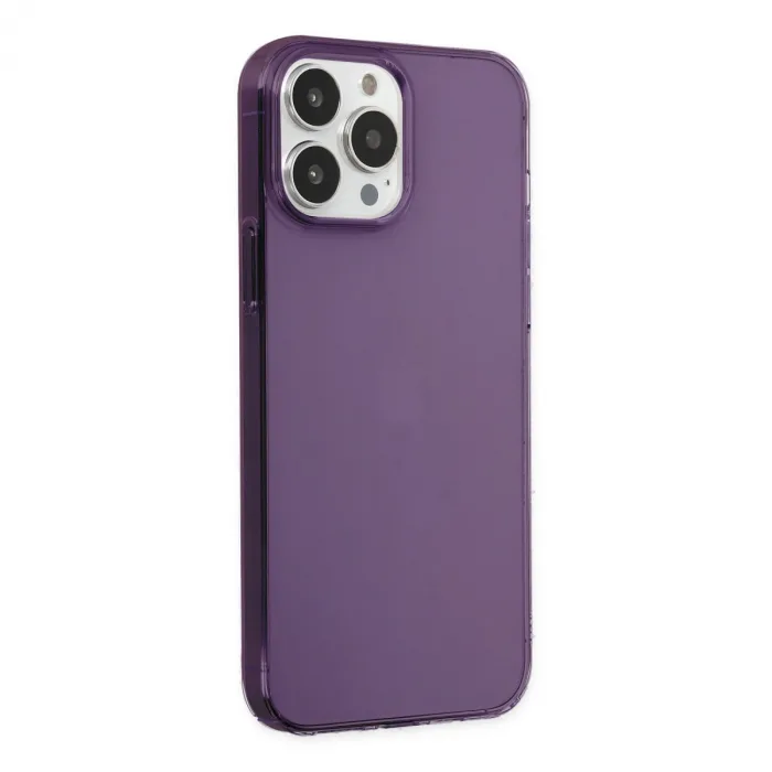 iPhone 14 Pro Kılıf Pc Sert Şeffaf Kapak - Mor