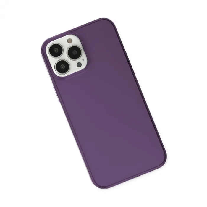 iPhone 14 Pro Kılıf Pc Sert Şeffaf Kapak - Mor
