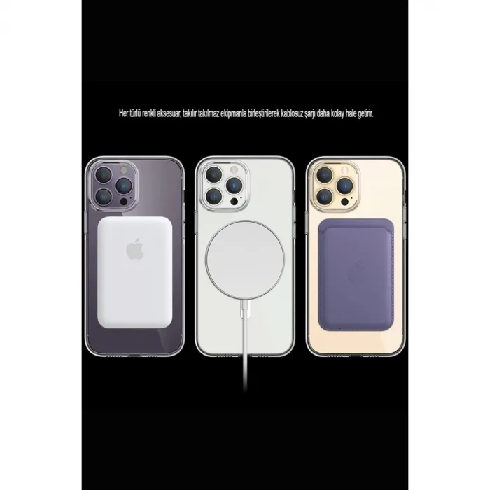 İphone 14 Pro Kılıf Tron Şeffaf Magsafe Kapak - Derin Mor