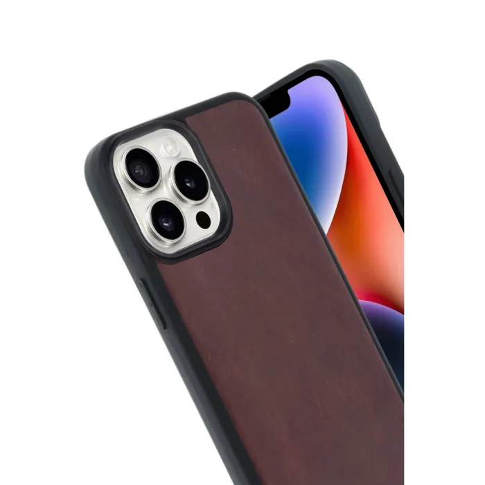 İphone 14 Pro Max Kılıf Aras Deri Kapak - Bordo