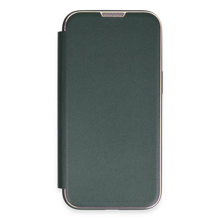 İphone 14 Pro Max Kılıf Dolpin Kapaklı - Koyu Yeşil