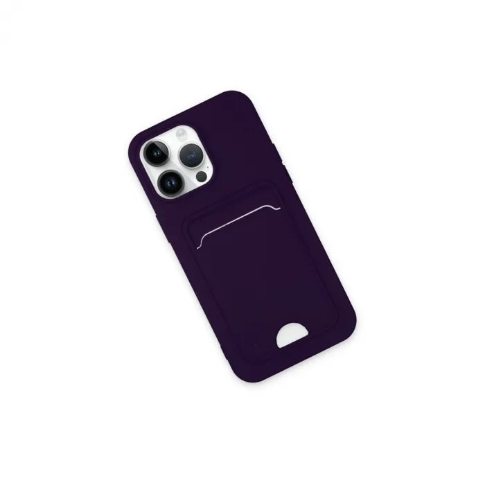İphone 14 Pro Max Kılıf Kelvin Kartvizitli Silikon - Derin Mor