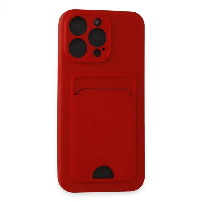 İphone 14 Pro Max Kılıf Kelvin Kartvizitli Silikon - Kırmızı