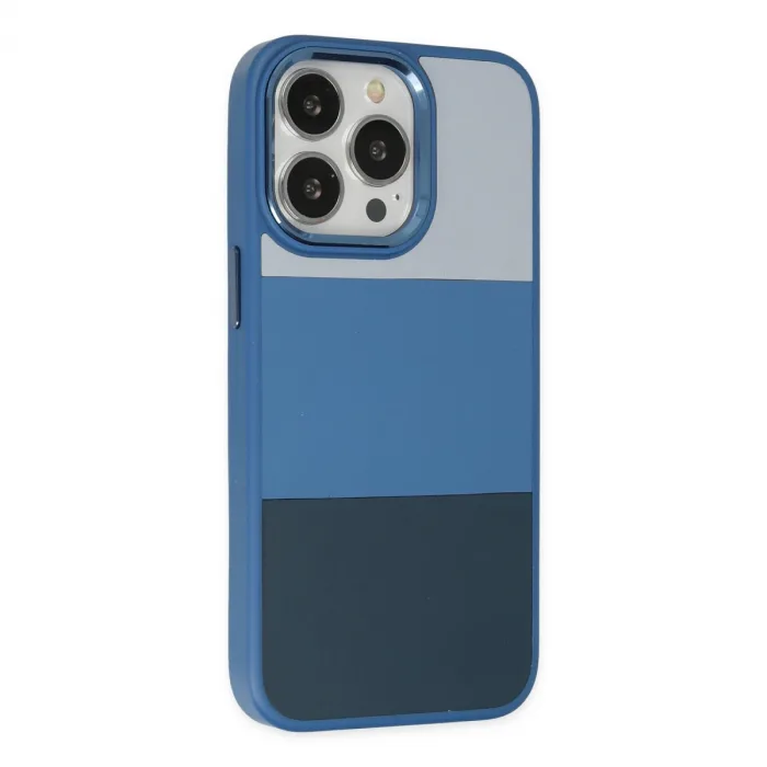 İphone 14 Pro Max Kılıf King Kapak - Açık Mavi-lacivert