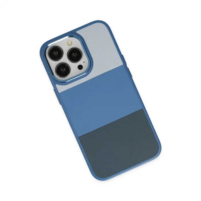 İphone 14 Pro Max Kılıf King Kapak - Açık Mavi-lacivert