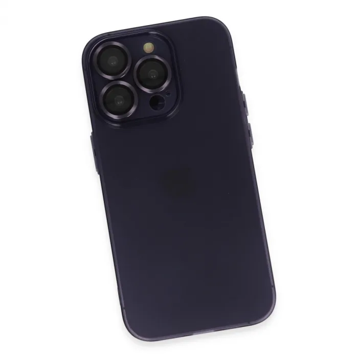 İphone 14 Pro Max Kılıf Luko Lens Silikon - Derin Mor
