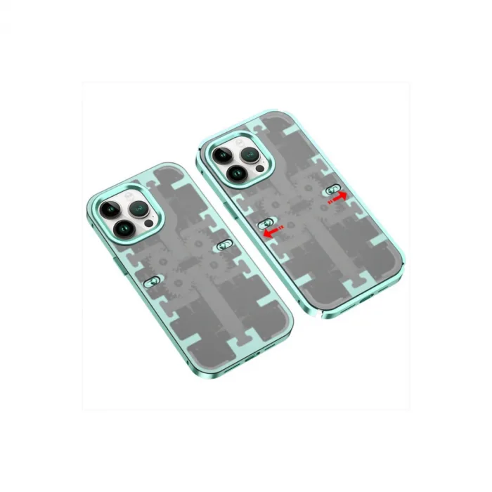 İphone 14 Pro Max Kılıf Mekanik Bumper Kapak - Yeşil