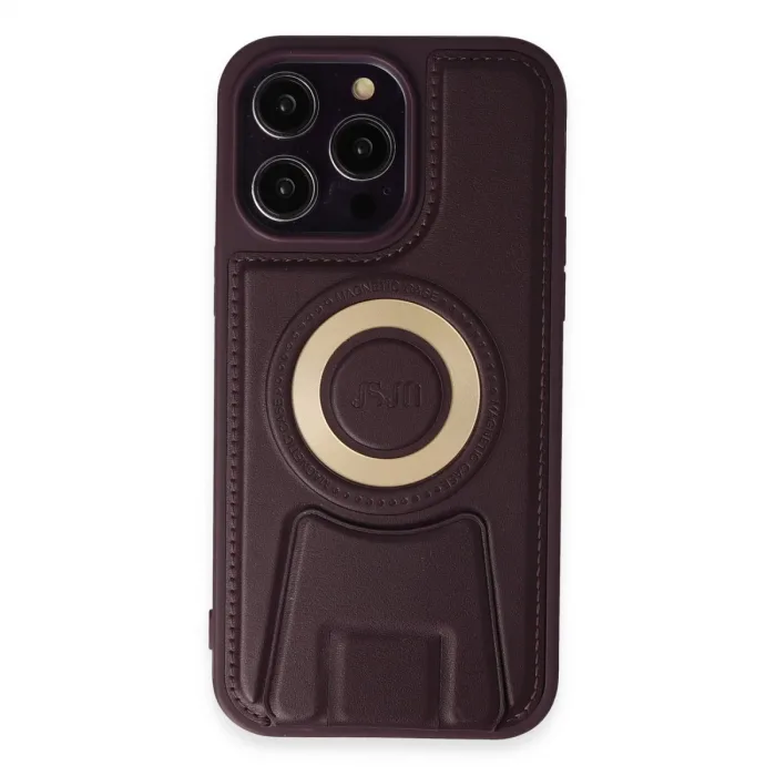 İphone 14 Pro Max Kılıf Merkür Magneticsafe Standlı Kapak - Derin Mor