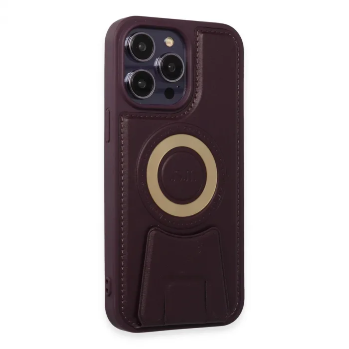 İphone 14 Pro Max Kılıf Merkür Magneticsafe Standlı Kapak - Derin Mor