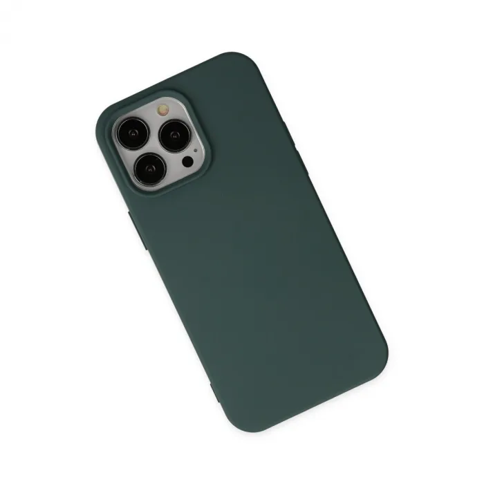 İphone 14 Pro Max Kılıf Nano İçi Kadife Silikon - Koyu Yeşil