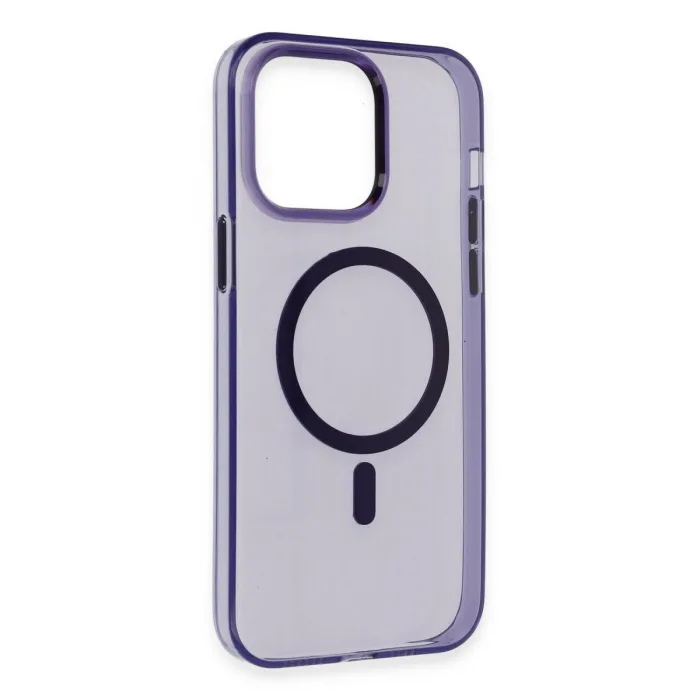 İphone 14 Pro Max Kılıf Tron Şeffaf Magsafe Kapak - Derin Mor
