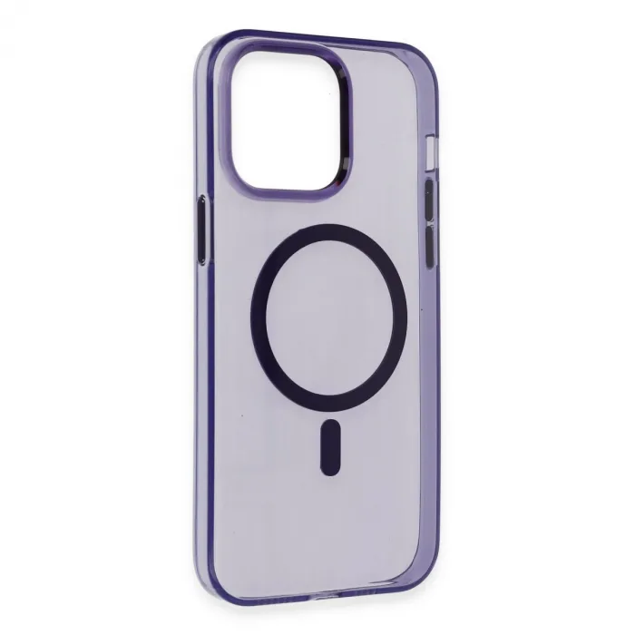 İphone 14 Pro Max Kılıf Tron Şeffaf Magsafe Kapak - Derin Mor