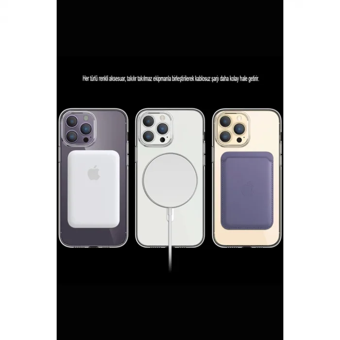 İphone 14 Pro Max Kılıf Tron Şeffaf Magsafe Kapak - Mavi