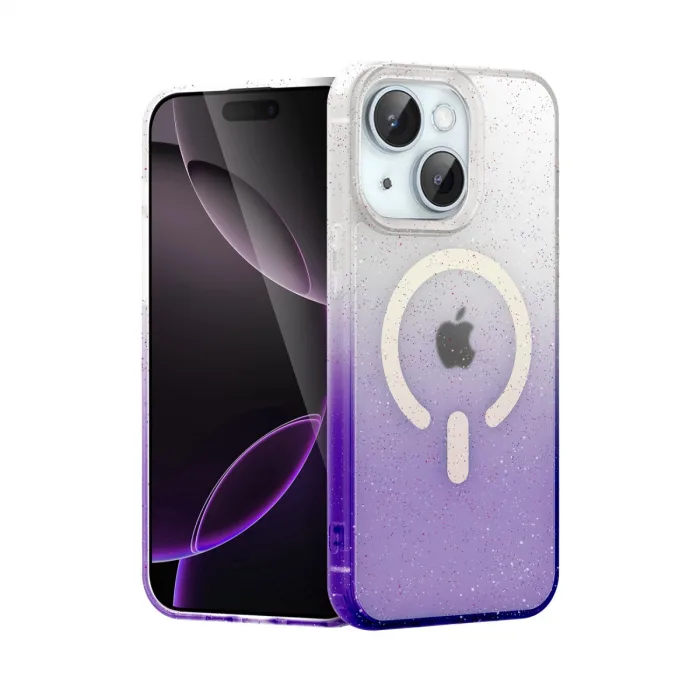 İphone 14 Pummel Shiny Magsafe Kapak - Mor