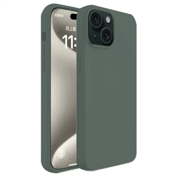 İphone 15 Kılıf First Silikon - Koyu Yeşil