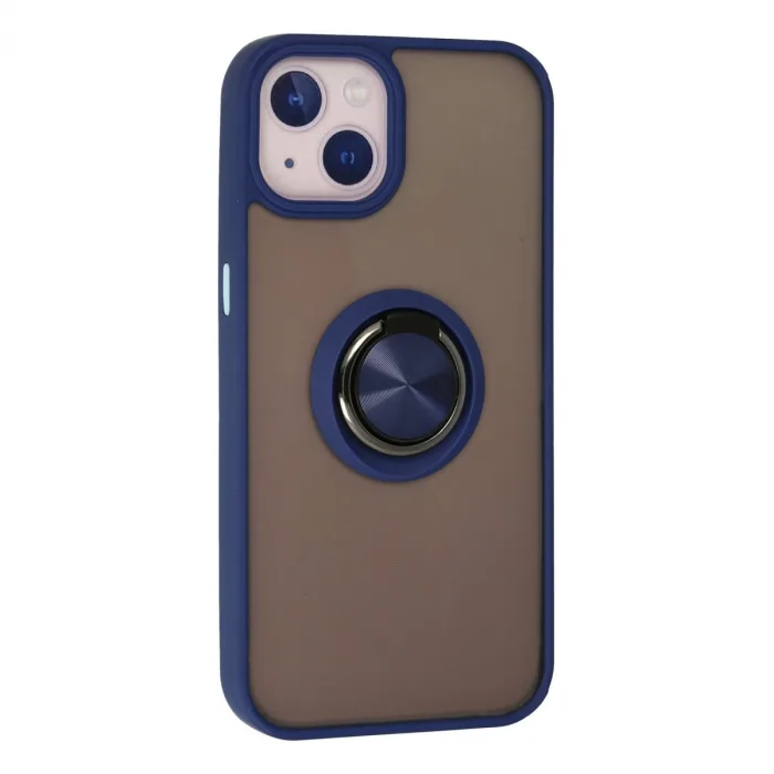 İphone 15 Kılıf Montreal Yüzüklü Silikon Kapak - Lacivert