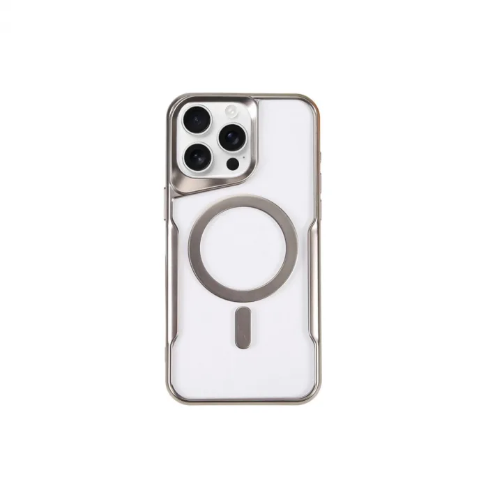 İphone 15 Pro Kılıf Boyi Magsafe Silikon Kapak - Gümüş