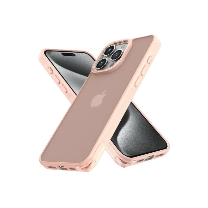 İphone 15 Pro Max Kılıf Elegant Kapak - Pudra