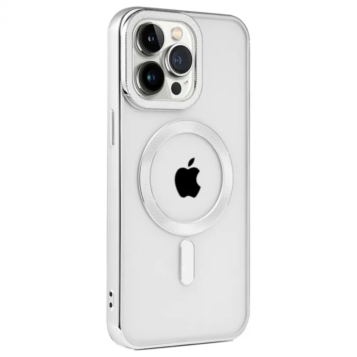 iPhone 15 Pro Max Kılıf Kronos Magsafe Kapak - Gümüş
