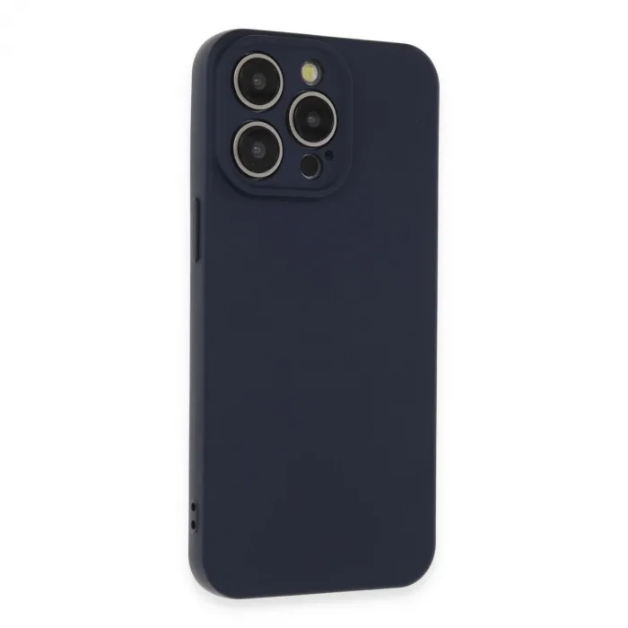 İphone 15 Pro Max Kılıf Nano İçi Kadife Silikon - Lacivert