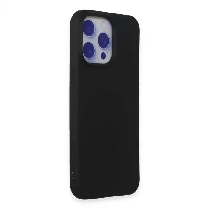 İphone 15 Pro Max Kılıf Nano İçi Kadife Silikon - Siyah