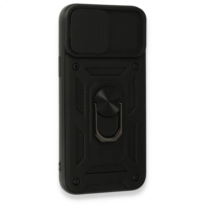 İphone 15 Pro Max Kılıf Pars Lens Yüzüklü Silikon - Siyah