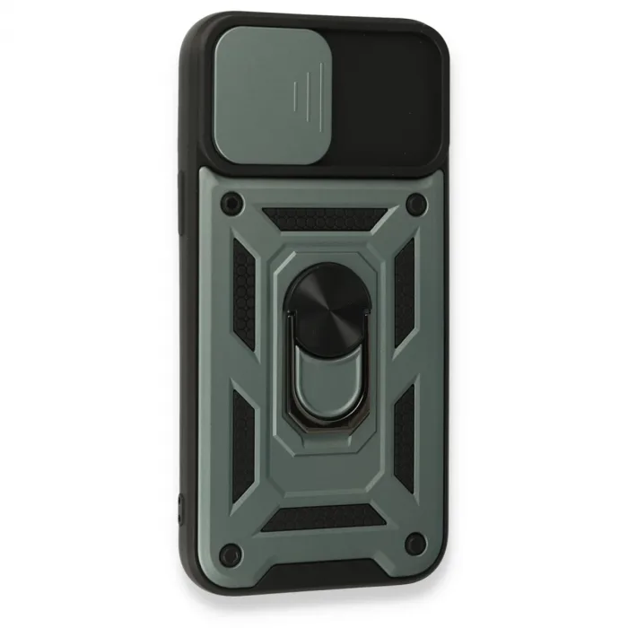 İphone 15 Pro Max Kılıf Pars Lens Yüzüklü Silikon - Yeşil