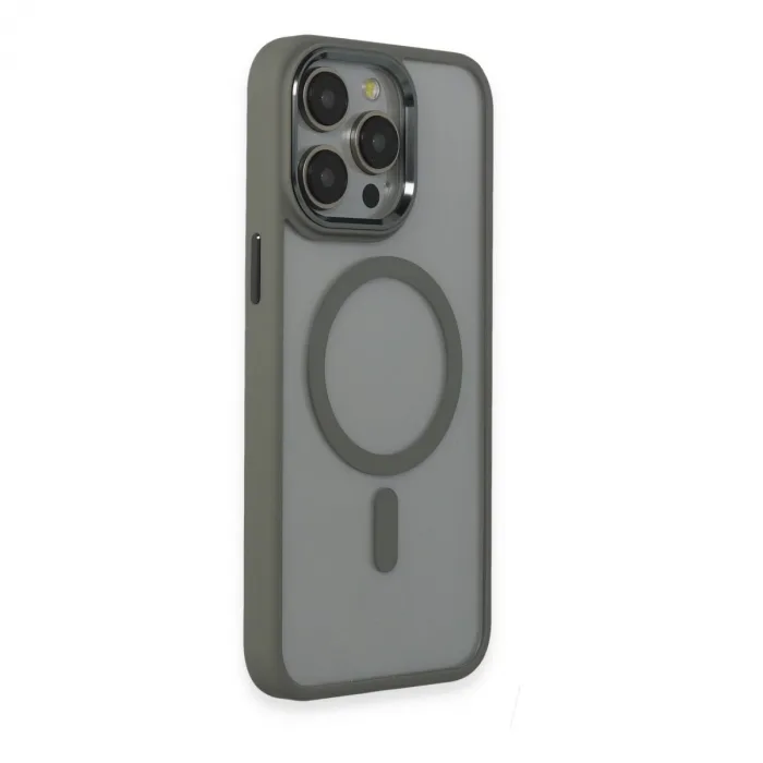 İphone 15 Pro Max Kılıf Room Magneticsafe Silikon - Gri