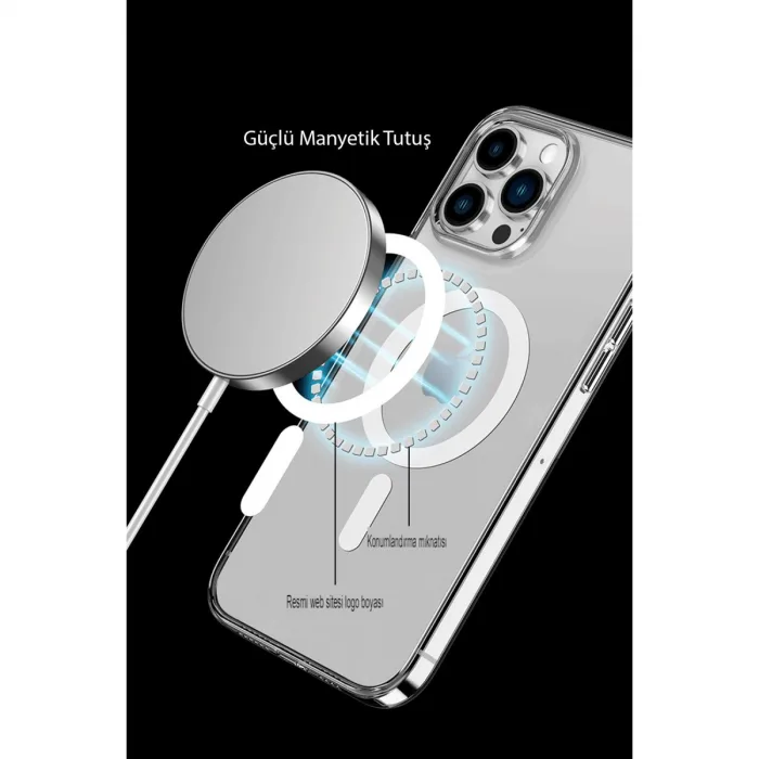 iPhone 15 Pro Max Kılıf Tron Şeffaf Magsafe Kapak - Şeffaf