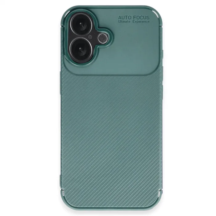 İphone 16 Kılıf Auto Focus Karbon Kapak - Koyu Yeşil
