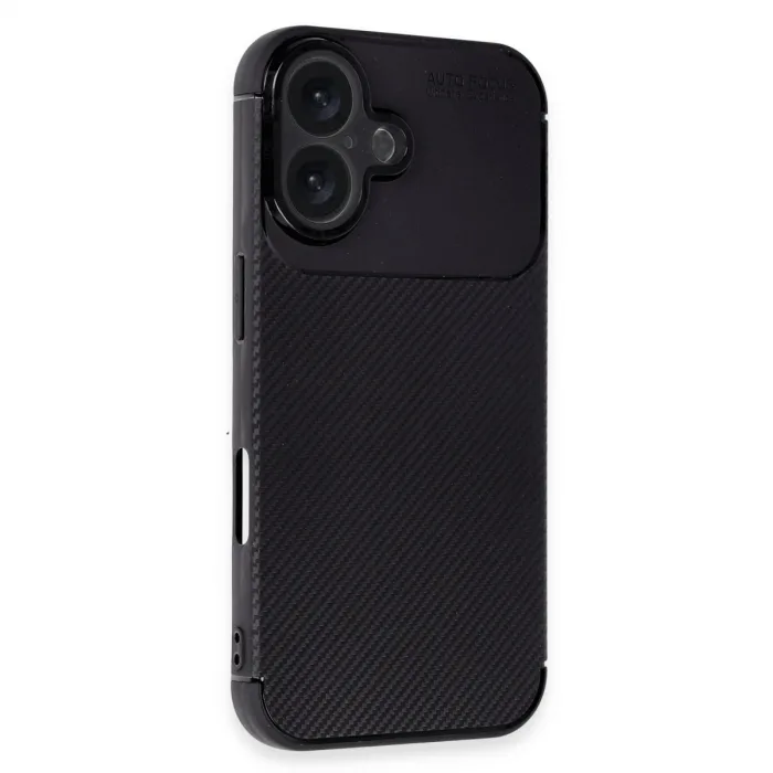İphone 16 Kılıf Auto Focus Karbon Kapak - Siyah