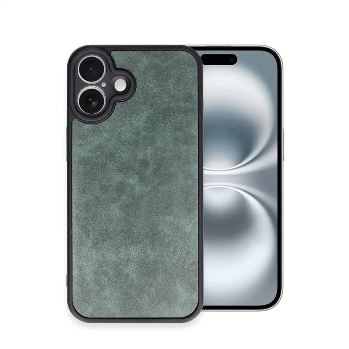 İphone 16 Plus Kılıf Aras Deri Kapak - Koyu Yeşil