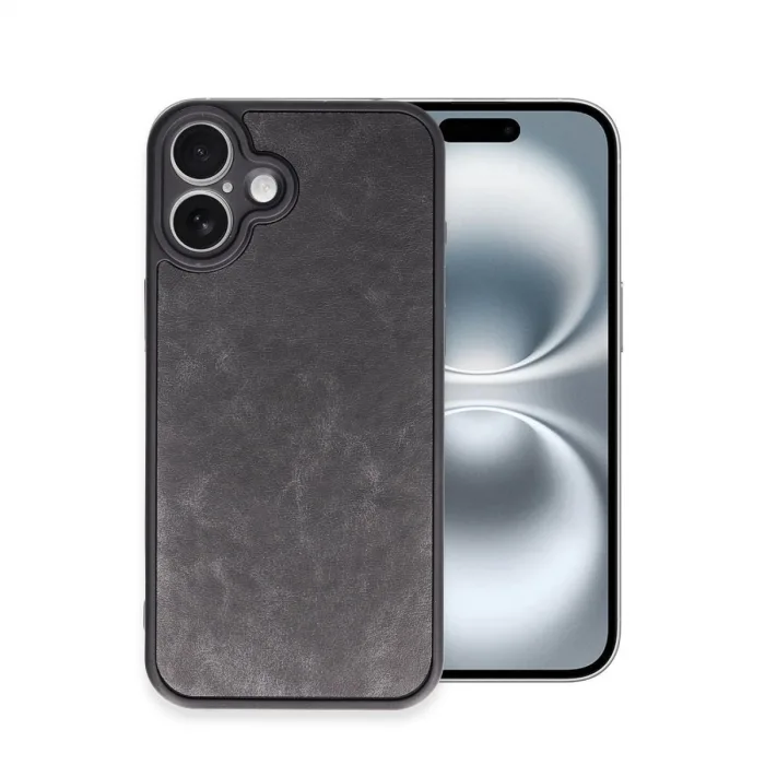 İphone 16 Plus Kılıf Aras Deri Kapak - Siyah