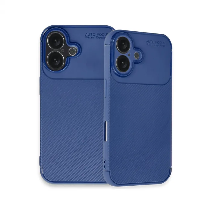 İphone 16 Plus Kılıf Auto Focus Karbon Kapak - Lacivert