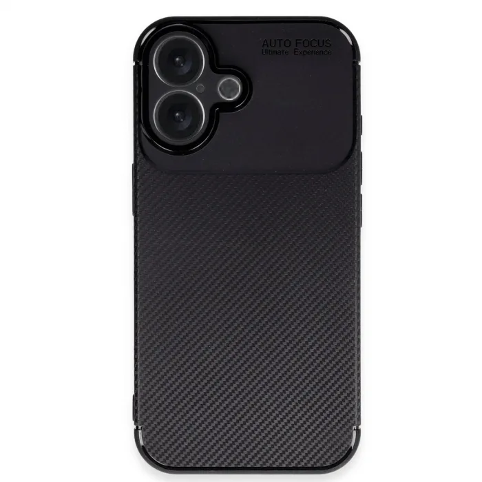 İphone 16 Plus Kılıf Auto Focus Karbon Kapak - Siyah